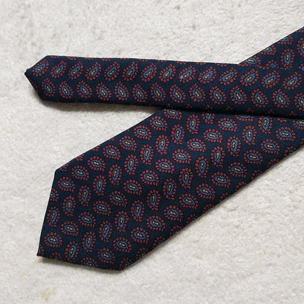 Polo Ralph Lauren NeckTie Tie Boys Teens 100%Wool Blue Red Paisley Italy 3x50
